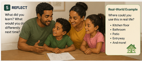 Family looking around the home for another small tiled surface such as a bathroom, backsplash, entryway, or patio.